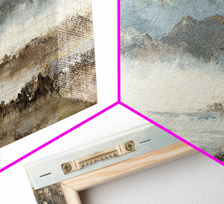 Soft Mountain Horizon Framed Canvas Print, Guest Bedroom Art, Boho Decor, Bedroom Decor, Fine Art, Guest, Digital Prints, GBA-3x1-23