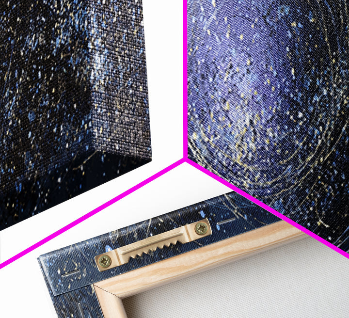 Minimal Moon and Stars Composition Framed Canvas Print, Guest Bedroom Art, Textured Painting, Bedroom Decor, Fine Art, Guest, GBA-3x1-56