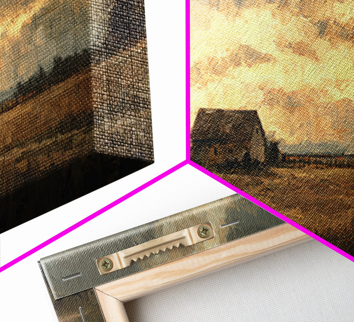 Quiet Horse Pasture at Sunset Canvas Print, Guest Bedroom Art, Farmhouse Wall Decor, Bedroom Decor, Oil Painting, Guest, GBA-3x1-61