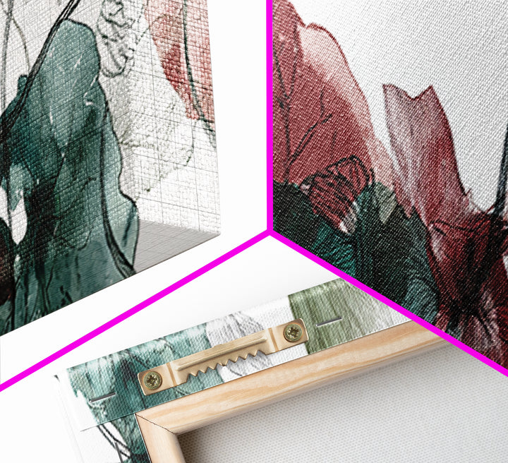 Gentle Botanical Line Drawing Trio Canvas Print, Guest Bedroom Art, Art Print, Bedroom Decor, Watercolor Art, Guest, Home, GBA-3x1-70