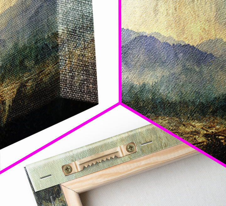 Soft Mountain Horizon Canvas Print, Guest Bedroom Art, Wall Art Prints, Bedroom Decor, Oil Painting, Guest, Cat Wall Art, GBA-3x1-71