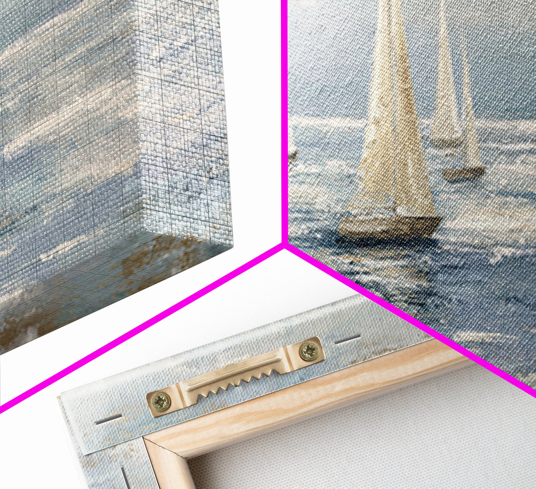 Soft Watercolor Sailboat on Quiet Water Framed Canvas Print, Guest Bedroom Art, New Home Gift, Bedroom Decor, Fine Art, Guest, GBA-3x1-82