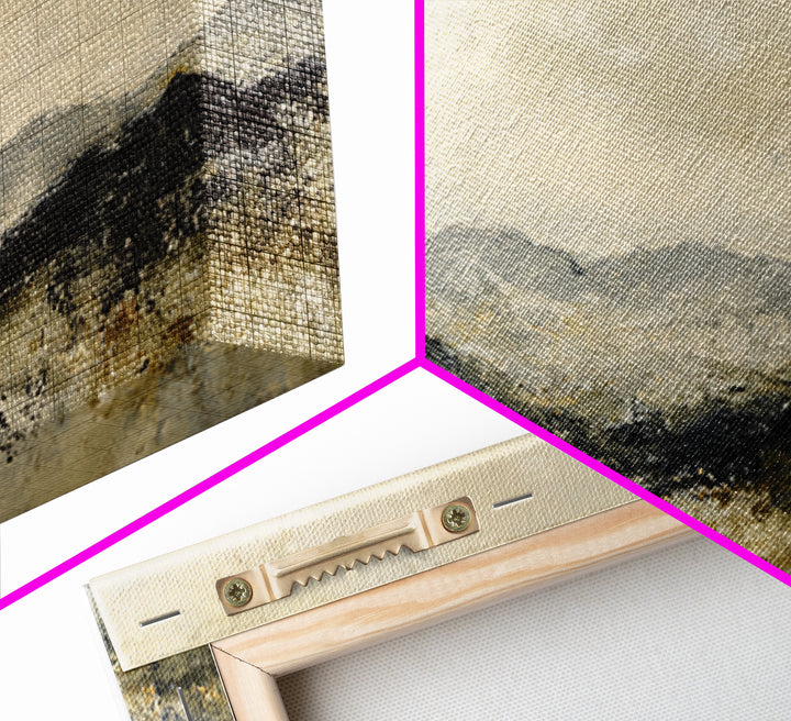 Gentle Rain over Distant Hills Canvas Print, Guest Bedroom Art, Minimalist Decor, Bedroom Decor, Oil Painting, Guest, GBA-3x1-88