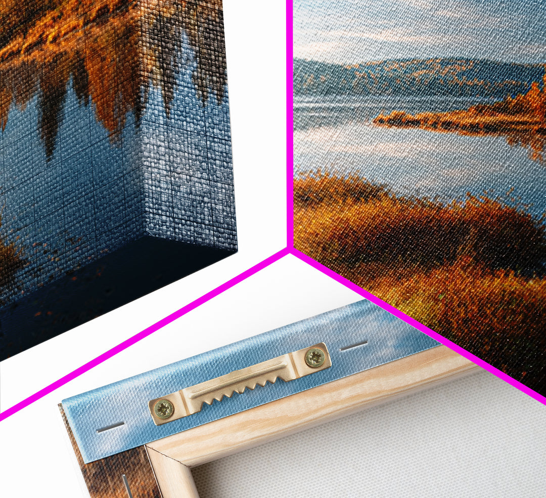 Quiet Lake Landscape at Early Morning Canvas Print, Guest Bedroom Art, Pink Wall Art, Bedroom Decor, Oil Painting, Guest, GBA-3x2-30