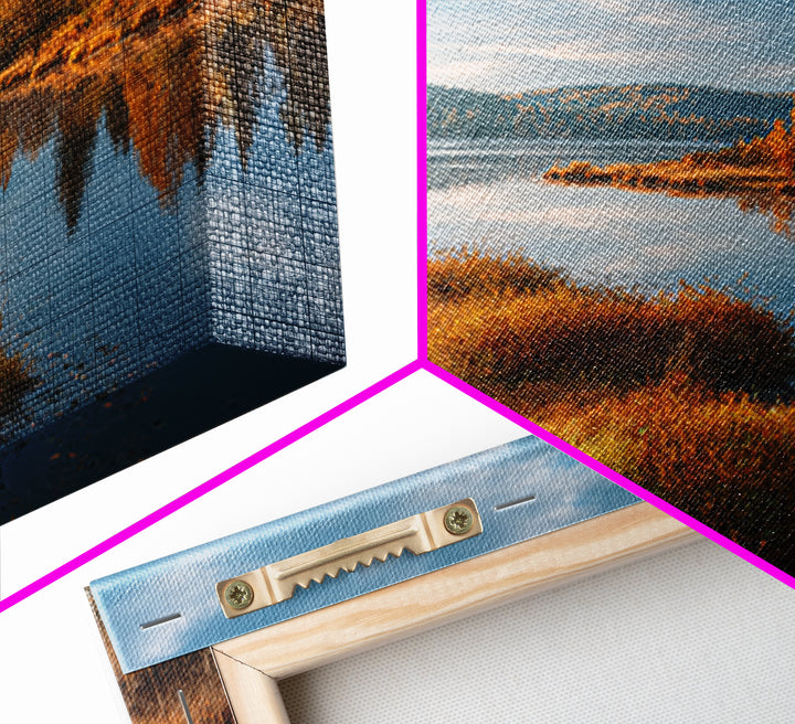 Quiet Lake Landscape at Early Morning Canvas Print, Guest Bedroom Art, Pink Wall Art, Bedroom Decor, Oil Painting, Guest, GBA-3x2-30