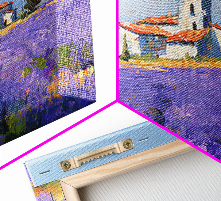 Lavender Field under Pale Sky Framed Canvas Print, Guest Bedroom Art, Living Room Wall Art, Bedroom Decor, Watercolor Art, GBA-3x2-71