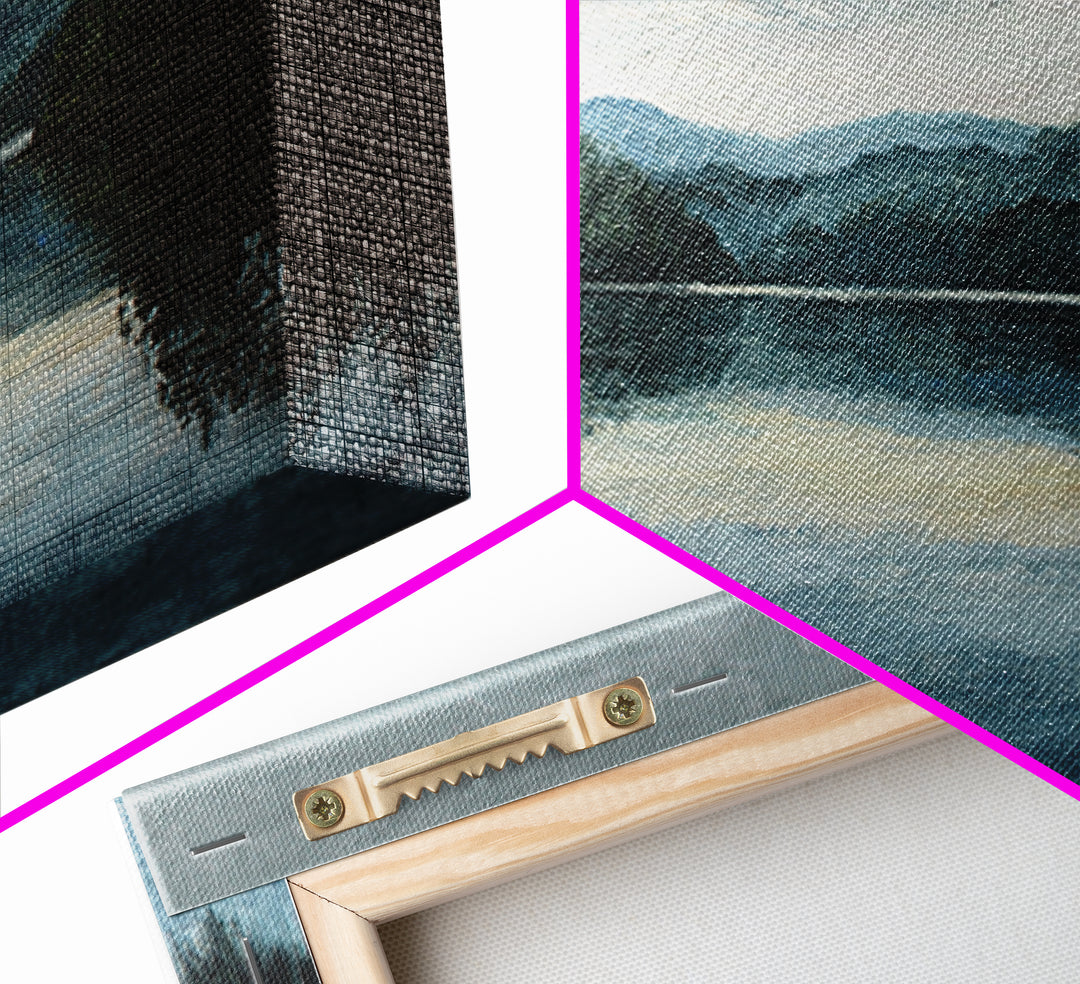 Quiet Lake Landscape at Early Morning Framed Canvas Print, Guest Bedroom Art, Farmhouse Wall Decor, Bedroom Decor, Guest, GBA-3x2-78