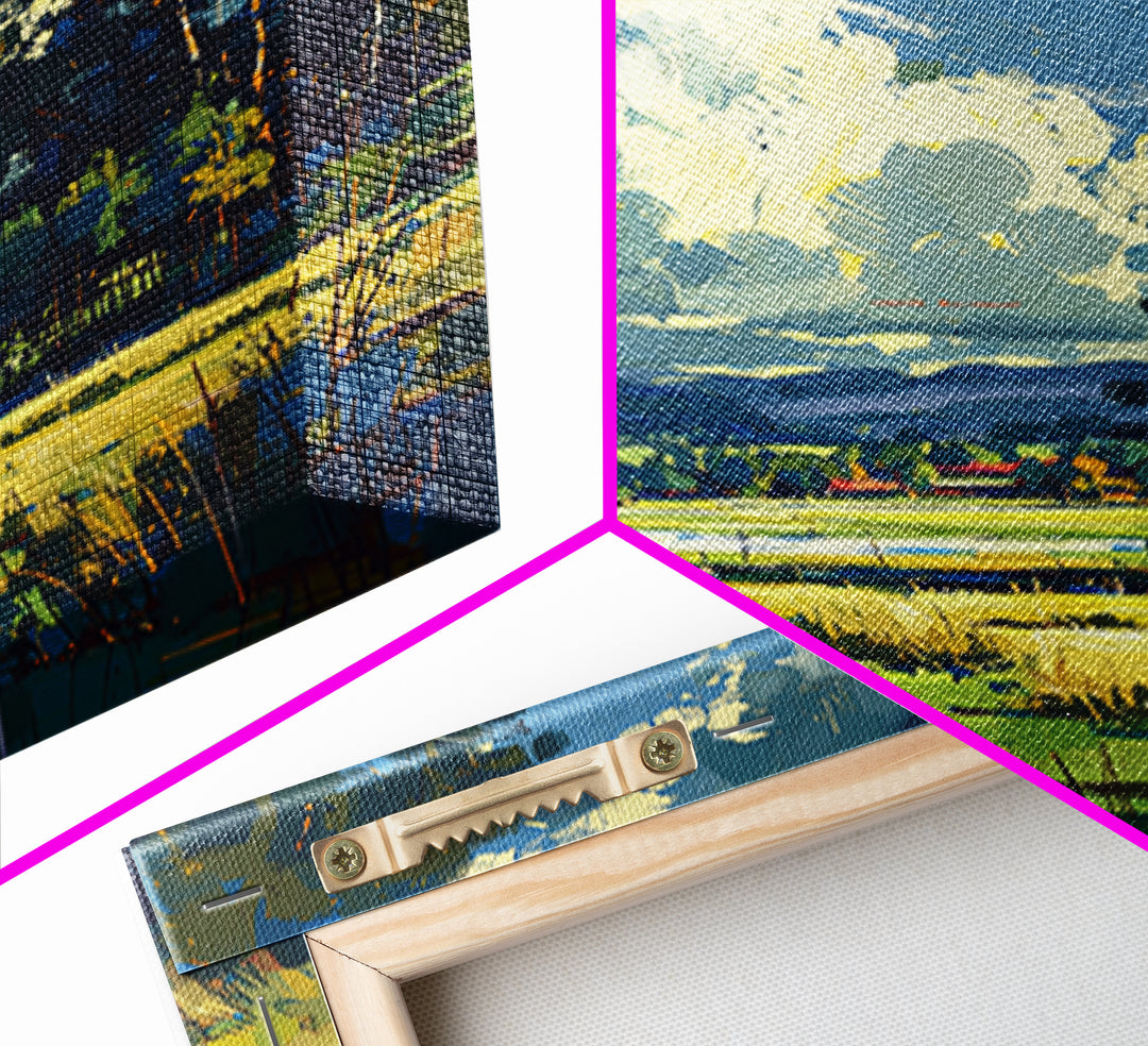 Sunlit Meadow with Loose Impressionist Brushwork Canvas Print, General Fine Art, Framed Wall Art, Living Room Decor, GEN-1x1-14