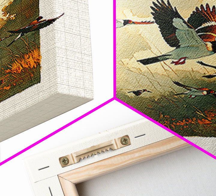 Minimal Birds in Flight over an Open Canvas Print, General Fine Art, Art Deco, Living Room Decor, Oil Painting, GEN-1x1-22