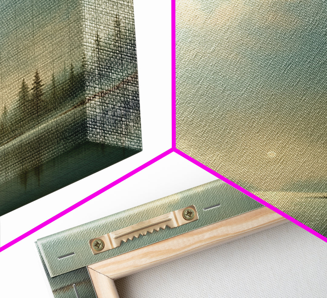 Dreamlike Moonlit Lake Framed Canvas Print, General Fine Art, Boho Decor, Living Room Decor, Fine Art, Wall Decor, GEN-1x1-37
