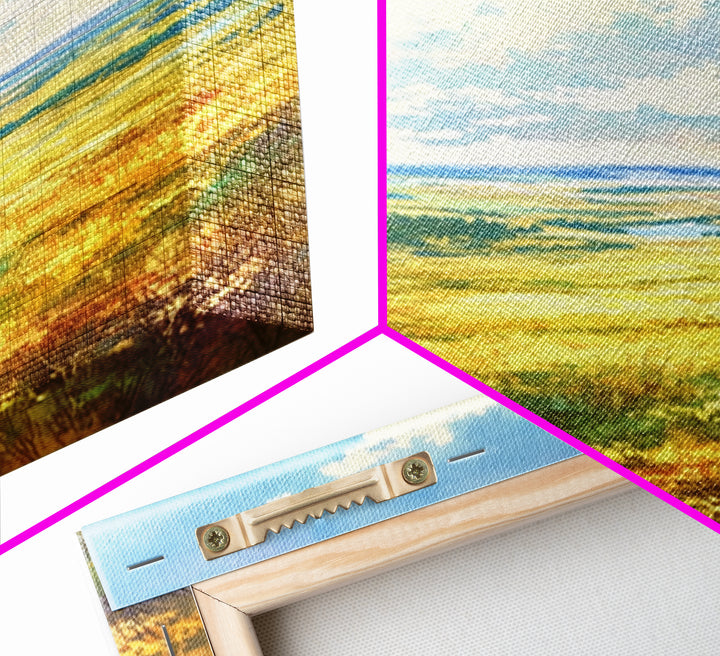 Sunlit Meadow with Loose Impressionist Brushwork Canvas Print, General Fine Art, Gallery Decor, Living Room Decor, GEN-1x1-38