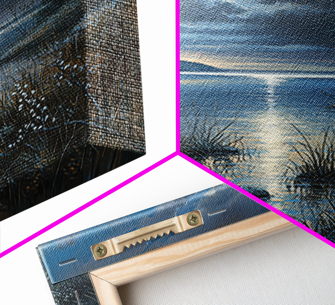 Dreamlike Moonlit Lake Framed Canvas Print, General Fine Art, Boho Decor, Living Room Decor, Fine Art, Wall Decor, GEN-1x1-61