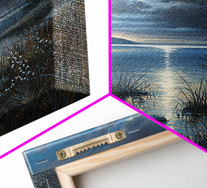 Dreamlike Moonlit Lake Framed Canvas Print, General Fine Art, Boho Decor, Living Room Decor, Fine Art, Wall Decor, GEN-1x1-61