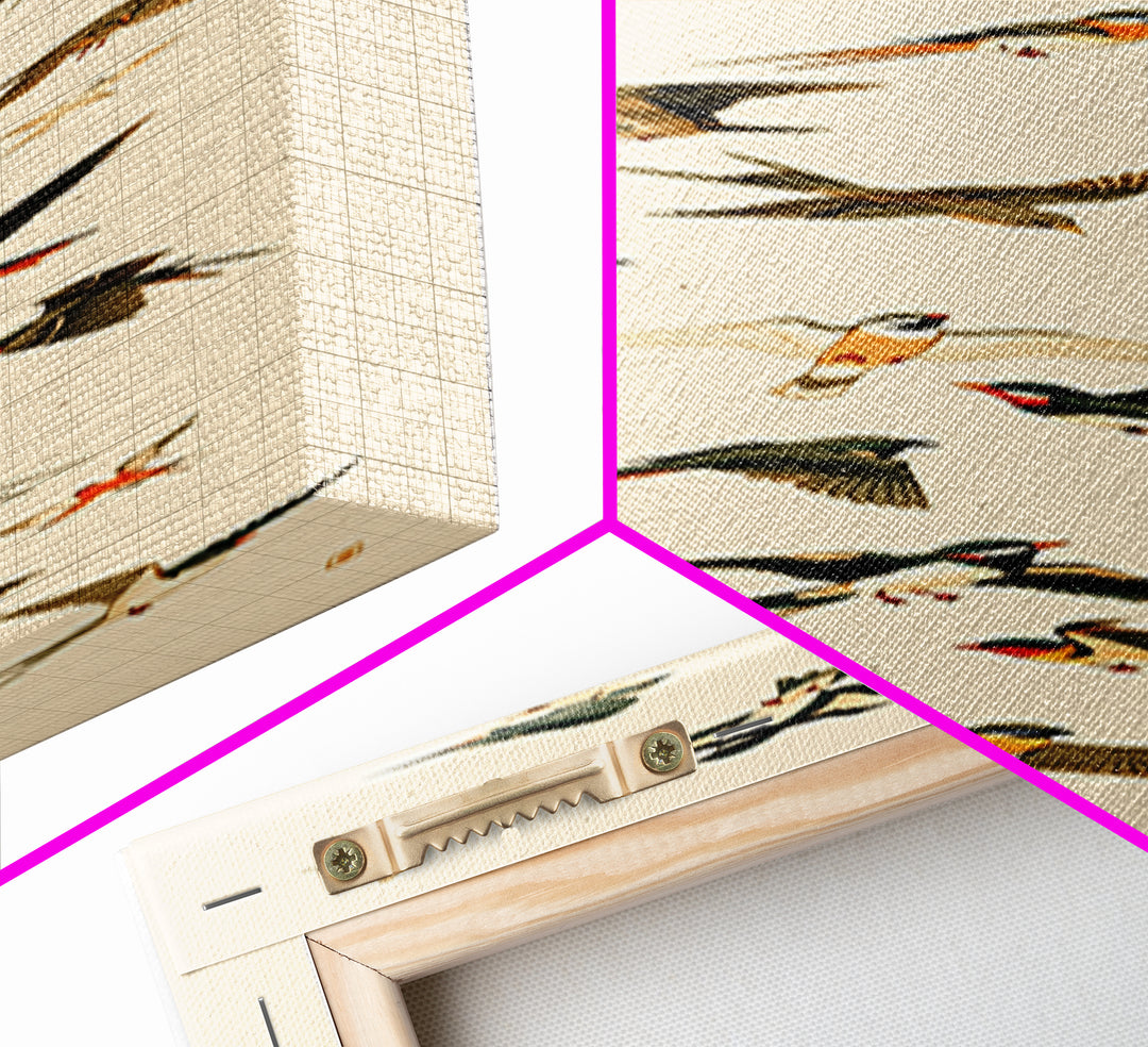 Minimal Birds in Flight over an Open Canvas Print, General Fine Art, Art Nouveau, Living Room Decor, Fine Art, GEN-1x3-10