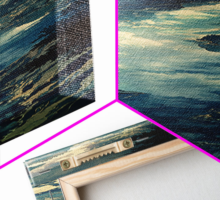 Quiet Abstract River Shape Framed Canvas Print, General Fine Art, Painting, Living Room Decor, Abstract Art, GEN-1x3-36