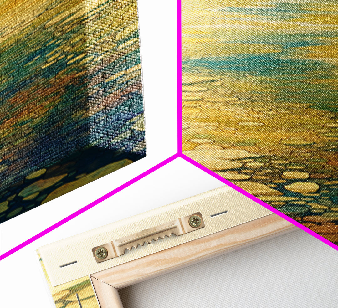 Quiet Abstract River Shape Canvas Print, General Fine Art, Digital Art, Living Room Decor, Fine Art, Art Nouveau, GEN-1x3-60