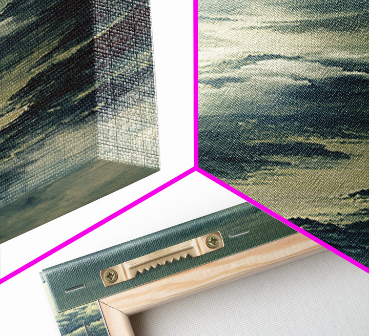 Quiet Abstract River Shape Framed Canvas Print, General Fine Art, Original Painting, Living Room Decor, Fine Art, GEN-1x3-84