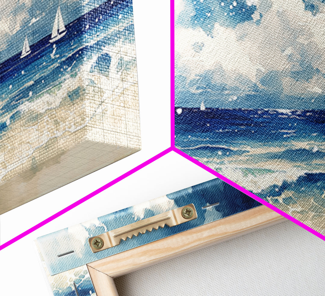 Coastal Water Study Framed Canvas Print, General Fine Art, Digital Prints, Living Room Decor, Fine Art, Large Wall Art, GEN-2x1-1