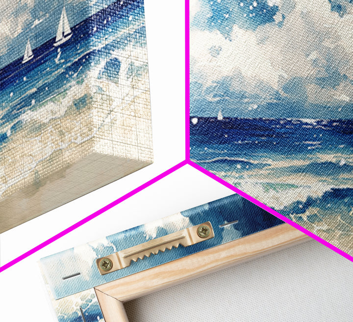 Coastal Water Study Framed Canvas Print, General Fine Art, Digital Prints, Living Room Decor, Fine Art, Large Wall Art, GEN-2x1-1