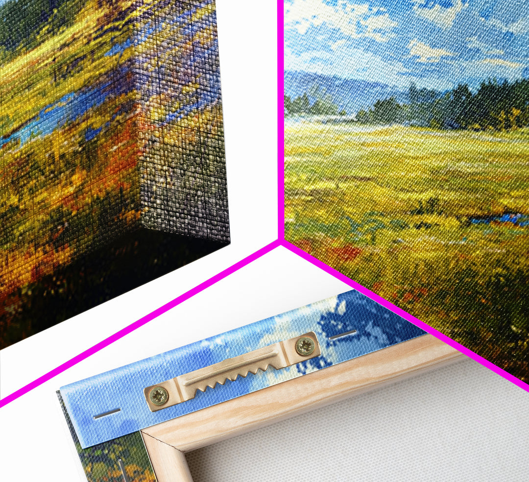 Sunlit Meadow with Loose Impressionist Brushwork Canvas Print, General Fine Art, Contemporary Art, Living Room Decor, GEN-2x1-10