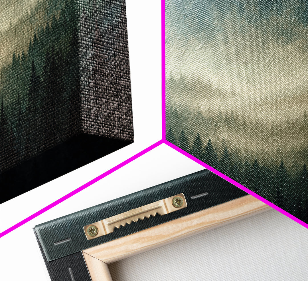 Moody Forest Clearing Framed Canvas Print, General Fine Art, Wall Hanging, Living Room Decor, Oil Painting, Statement Artwork, GEN-2x1-100