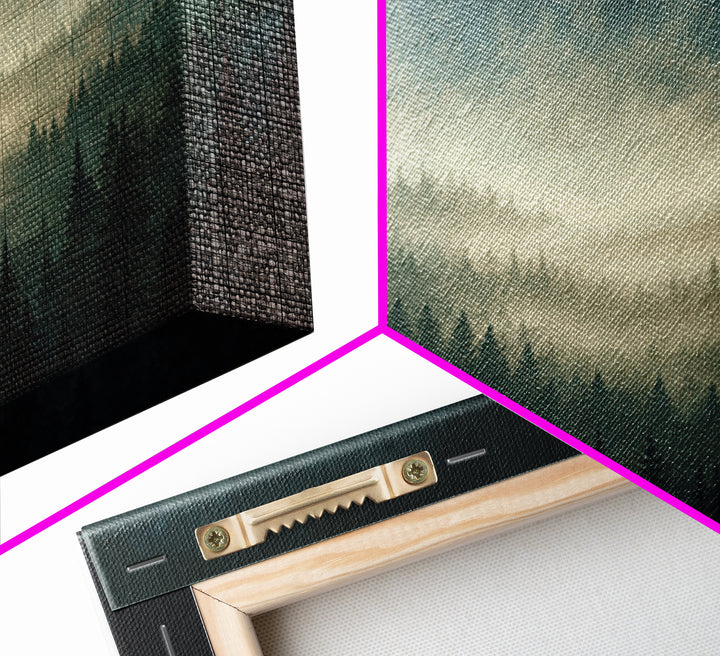 Moody Forest Clearing Framed Canvas Print, General Fine Art, Wall Hanging, Living Room Decor, Oil Painting, Statement Artwork, GEN-2x1-100
