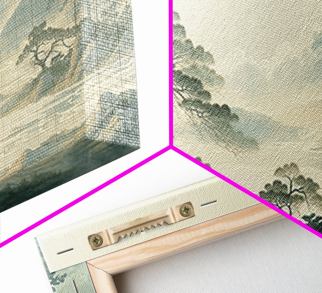 Elegant Ink Wash Landscape Framed Canvas Print, General Fine Art, Poster, Living Room Decor, Fine Art, Wall Art Prints, GEN-2x1-40