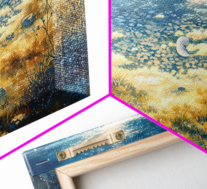 Dreamlike Moonlit Lake Canvas Print, General Fine Art, Art Prints, Living Room Decor, Fine Art, Wall Hanging, GEN-2x1-57