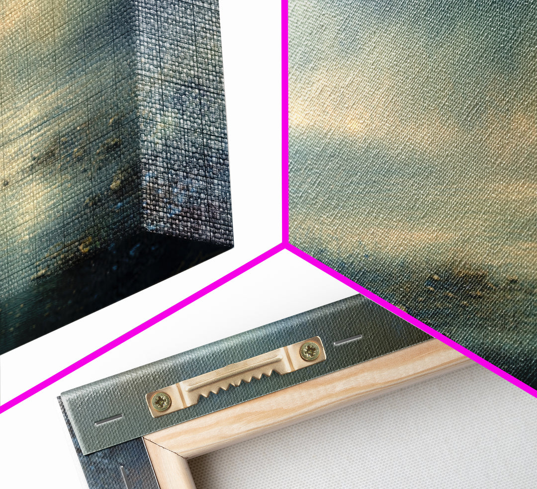 Dreamlike Moonlit Lake Framed Canvas Print, General Fine Art, Art, Living Room Decor, Fine Art, Mid Century Modern, GEN-2x1-9