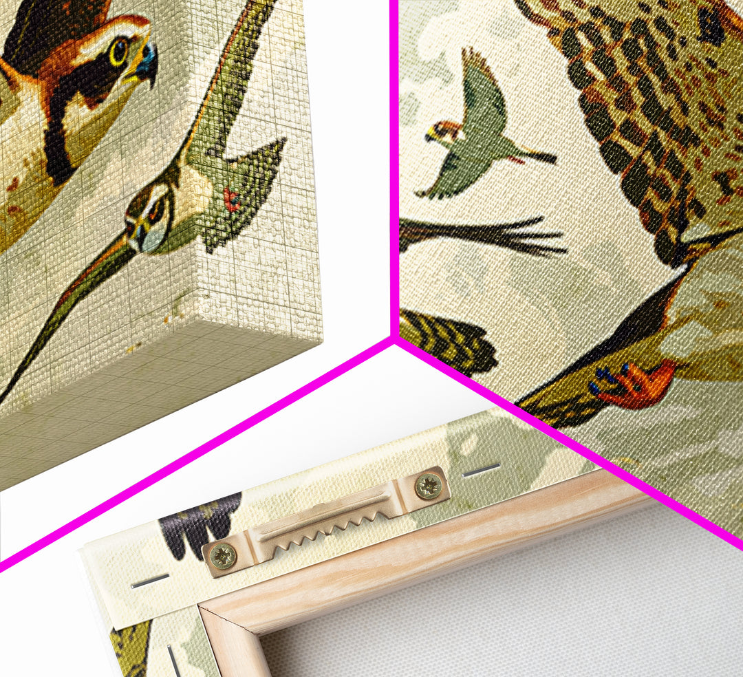 Minimal Birds in Flight over an Open Framed Canvas Print, General Fine Art, Decor, Living Room Decor, Oil Painting, GEN-2x1-90