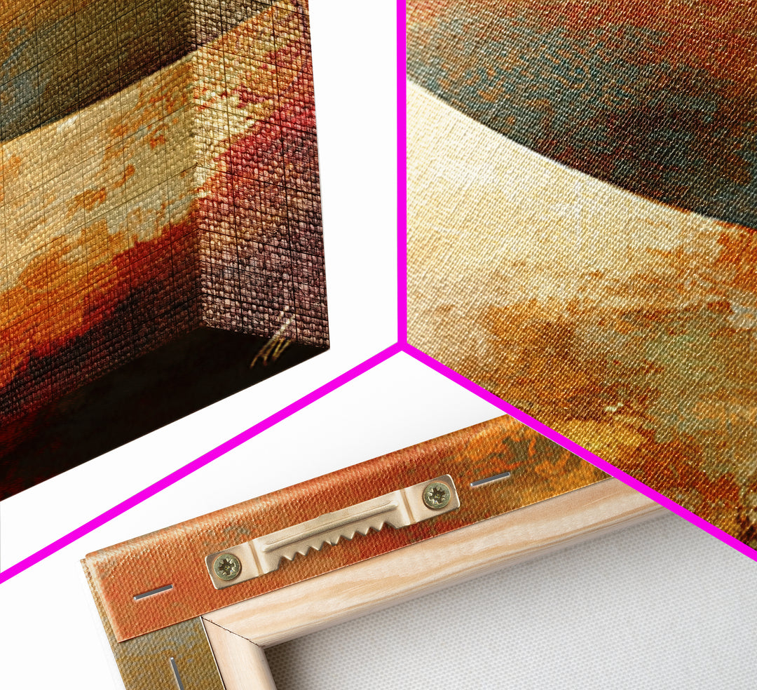 Warm Terracotta Abstract Framed Canvas Print, General Fine Art, Painting, Living Room Decor, Abstract Art, Oil Painting, GEN-2x3-38