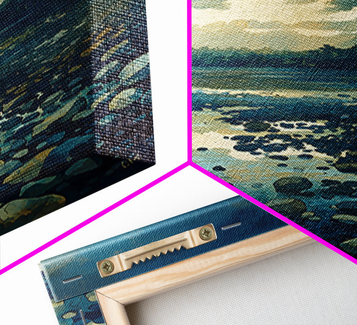Quiet Abstract River Shape Framed Canvas Print, General Fine Art, Bedroom Decor, Living Room Decor, Abstract Art, GEN-2x3-8