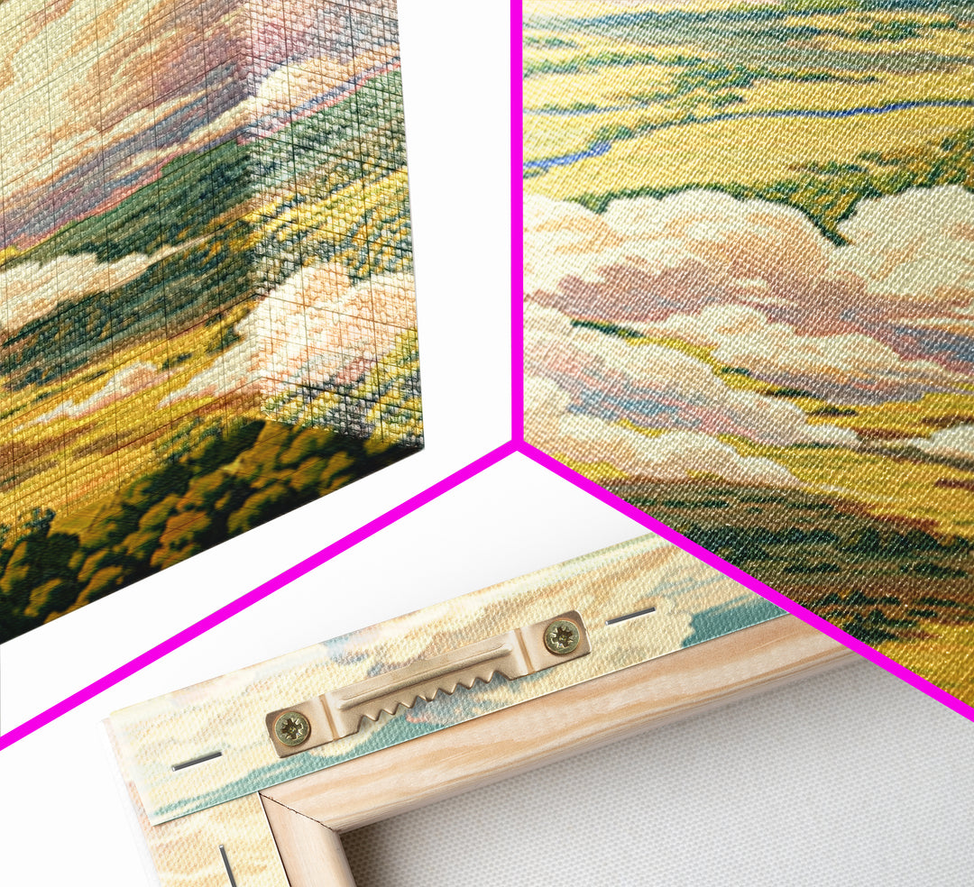 Romantic Cloudscape with Blush and Cream Tones Framed Canvas Print, General Fine Art, Print, Living Room Decor, Watercolor Art, GEN-2x3-98