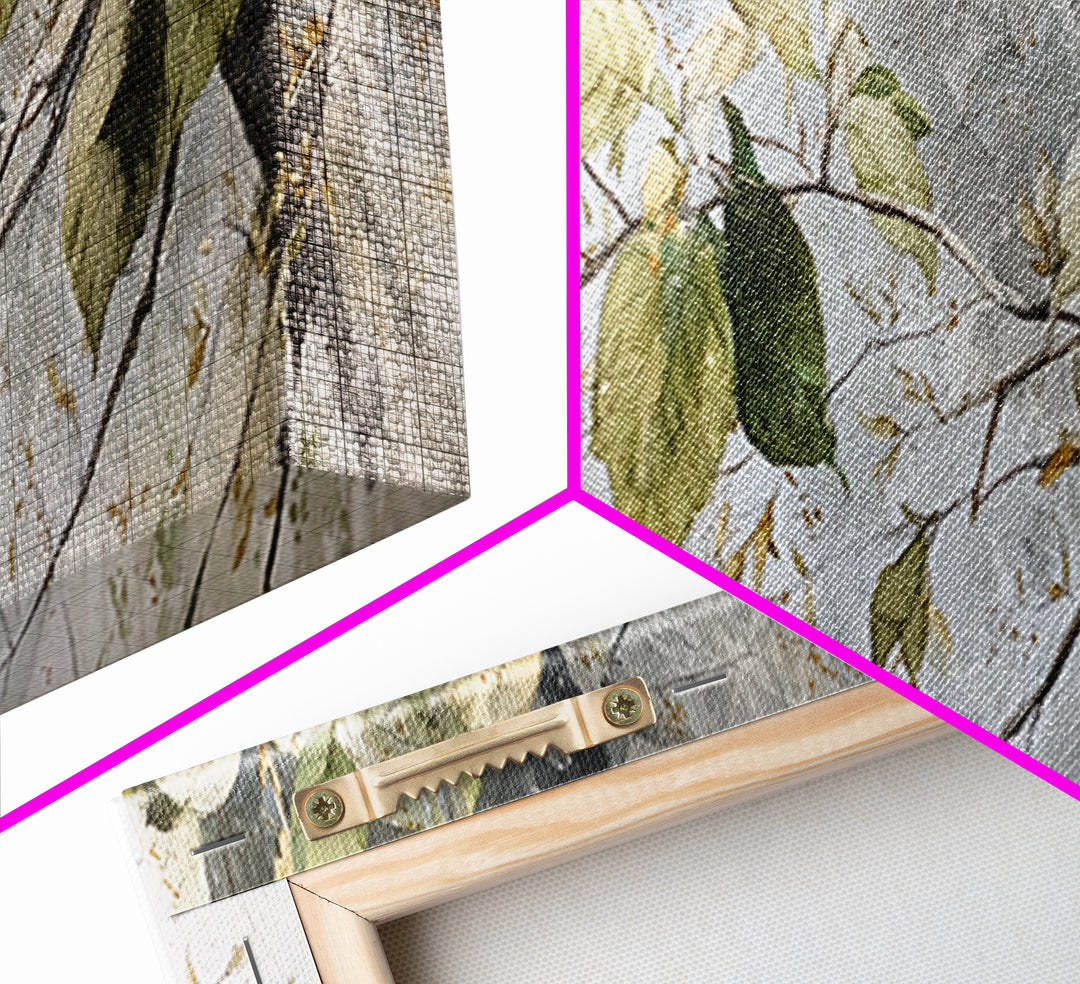 Soft Watercolor Branch Study Framed Canvas Print, General Fine Art, Digital Prints, Living Room Decor, Oil Painting, GEN-3x1-51
