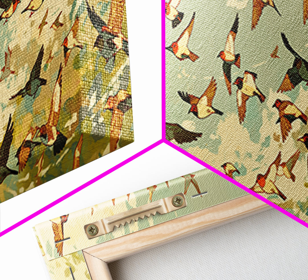 Minimal Birds in Flight over an Open Canvas Print, General Fine Art, Boho Decor, Living Room Decor, Oil Painting, GEN-3x1-62