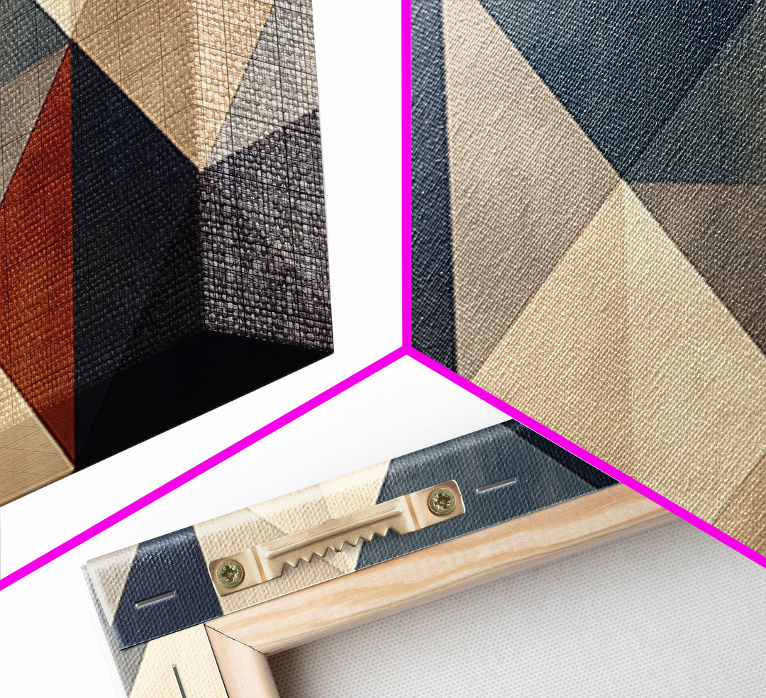 Modern Geometric Composition Canvas Print, General Fine Art, Abstract Art, Living Room Decor, Fine Art, Textured Painting, GEN-3x1-98