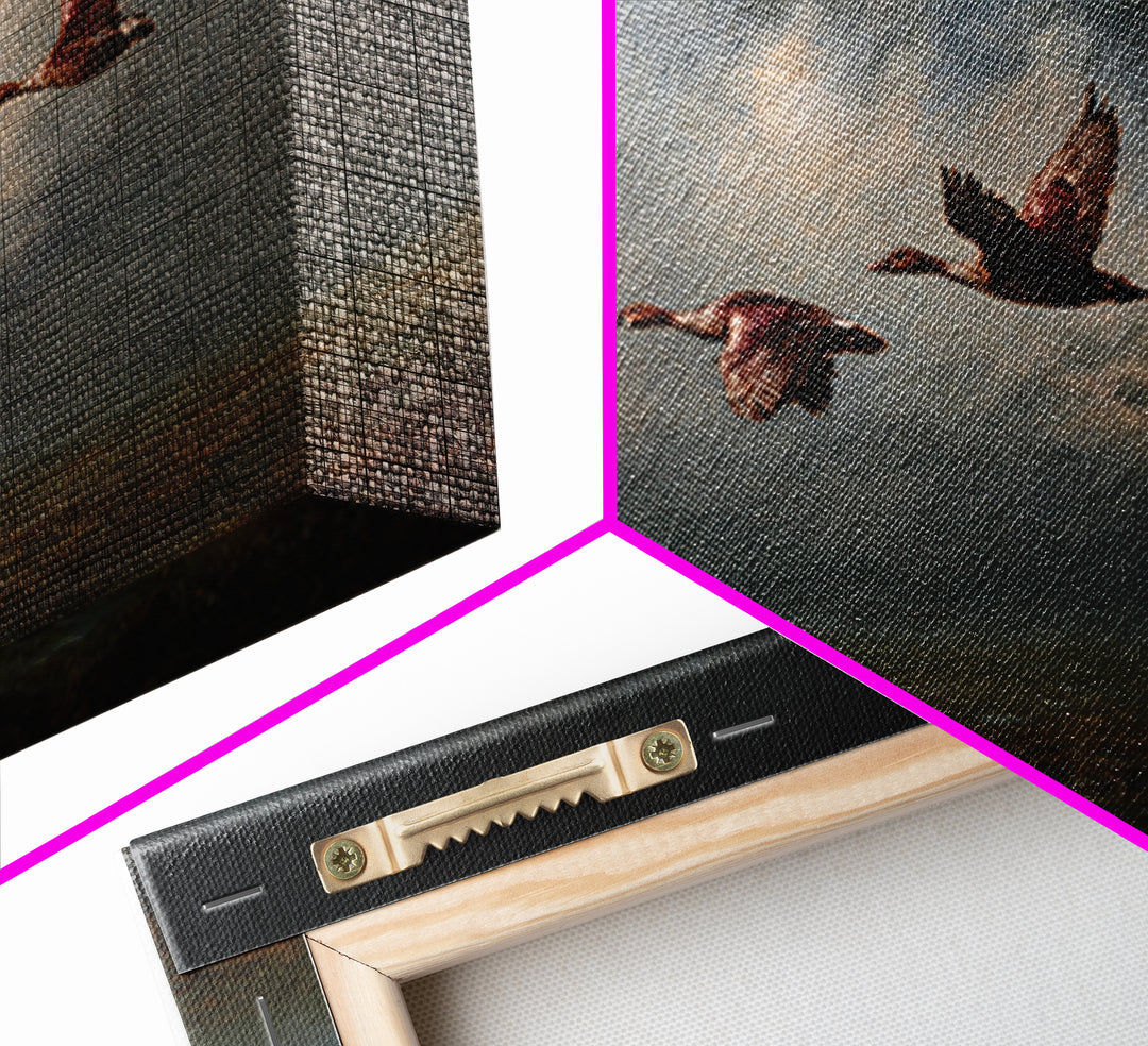 Minimal Birds in Flight over an Open Framed Canvas Print, General Fine Art, Art Deco, Living Room Decor, Oil Painting, GEN-3x2-50