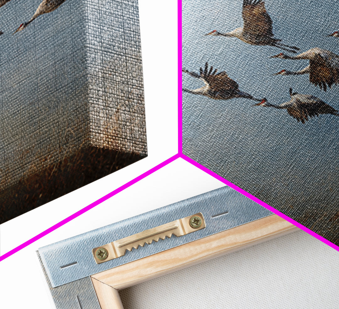 Minimal Birds in Flight over an Open Framed Canvas Print, General Fine Art, Art Deco, Living Room Decor, Oil Painting, GEN-3x2-74