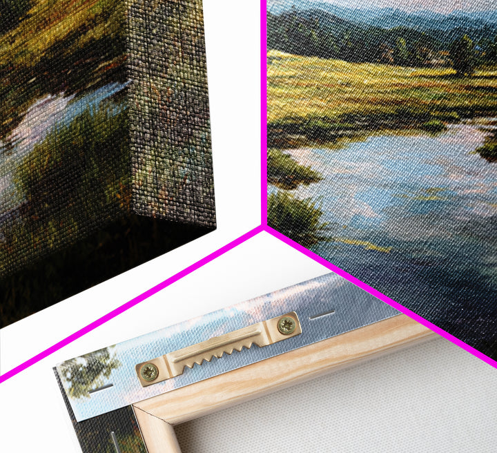 Sunlit Meadow with Loose Impressionist Brushwork Canvas Print, General Fine Art, Framed Wall Art, Living Room Decor, GEN-3x2-90