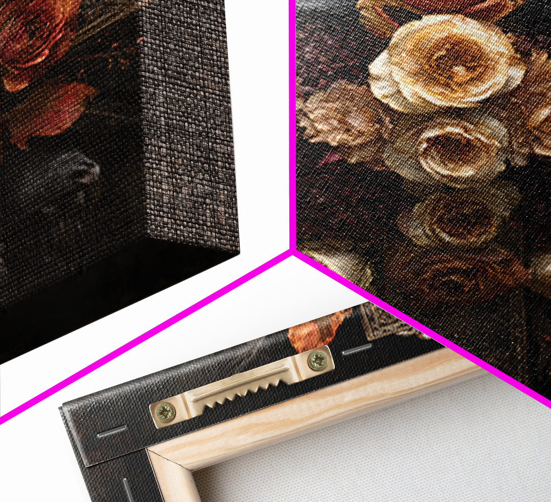 Ornate Cross and Roses Dramatic Still Life Canvas Print, Gothic Art, Art Print, Living Room Decor, Gothic, Whimsigoth Decor, GOT-1x1-20