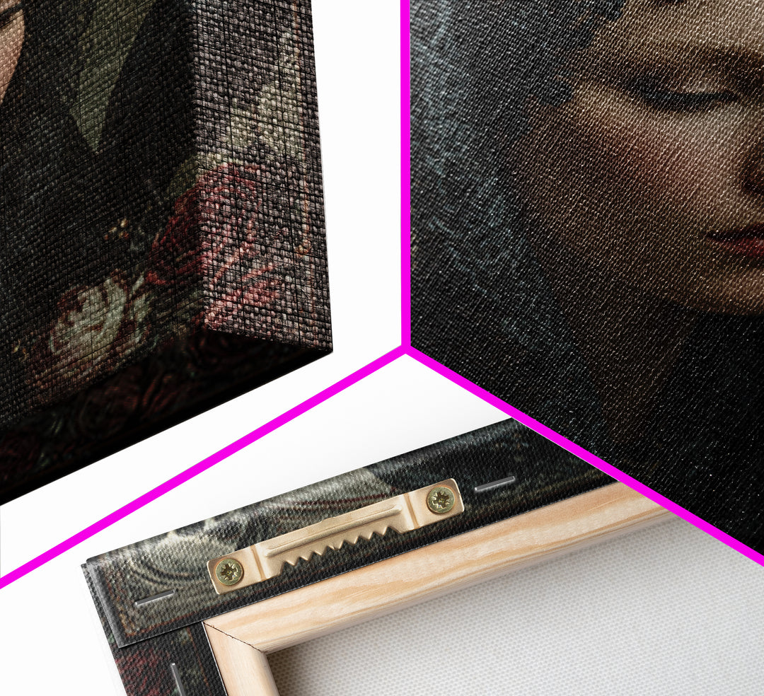 Melancholy Woman Portrait Canvas Print, Gothic Art, Dark Academia Art, Living Room Decor, Oil Painting, Gothic, Boho Decor, GOT-1x1-76