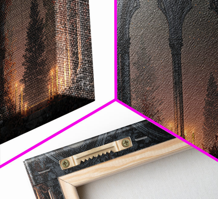 Gothic Archway Filled Framed Canvas Print, Gothic Art, Gothic Home Decor, Living Room Decor, Gothic, Gothic Wall Decor, GOT-2x1-55