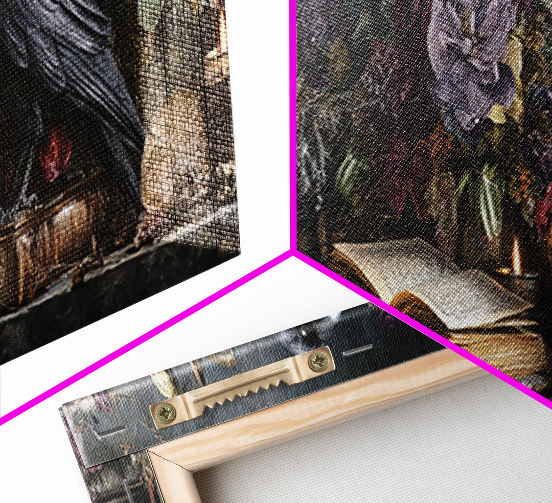 Candlelit Book and Dried Flowers Still Life Framed Canvas Print, Gothic Art, Home Decor, Living Room Decor, Fine Art, Gothic, GOT-3x1-10