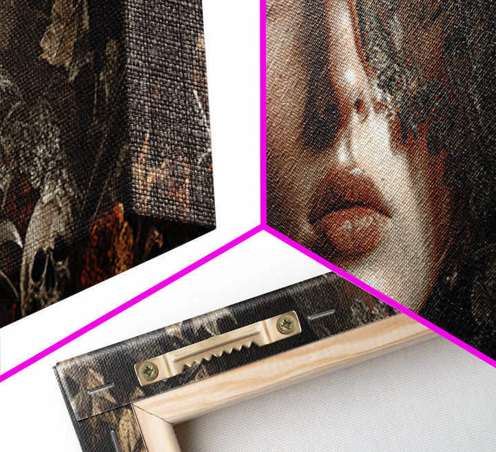 Melancholy Woman Portrait Framed Canvas Print, Gothic Art, Contemporary Art, Living Room Decor, Fine Art, Gothic, Art Nouveau, GOT-3x1-68