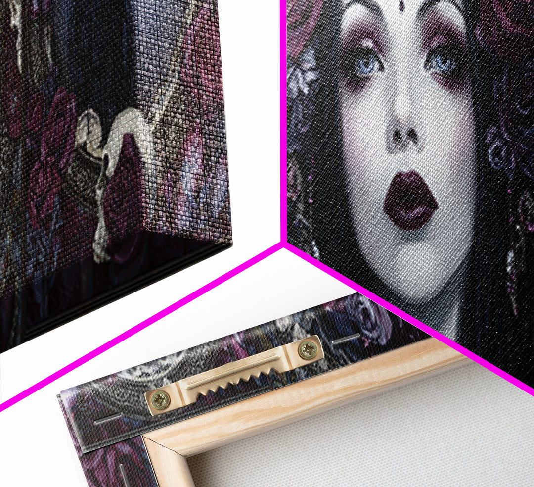 Vampire Inspired Portrait with Pale Skin and Canvas Print, Gothic Art, Canvas Painting, Living Room Decor, Fine Art, Gothic, GOT-3x1-98