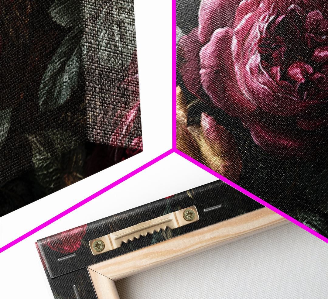Dark Floral Wallpaper Pattern Framed Canvas Print, Gothic Art, Canvas Painting, Living Room Decor, Gothic, Fine Art Print, GOT-3x2-41