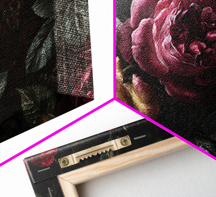 Dark Floral Wallpaper Pattern Framed Canvas Print, Gothic Art, Canvas Painting, Living Room Decor, Gothic, Fine Art Print, GOT-3x2-41