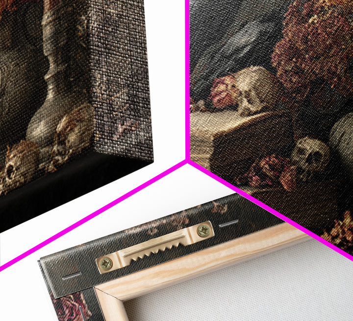 Candlelit Book and Dried Flowers Still Life Framed Canvas Print, Gothic Art, Witchy Decor, Living Room Decor, Fine Art, Gothic, GOT-3x2-46