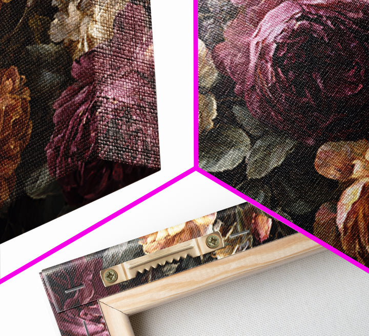 Dark Floral Wallpaper Pattern Framed Canvas Print, Gothic Art, Canvas Painting, Living Room Decor, Gothic, Fine Art Print, GOT-3x2-65