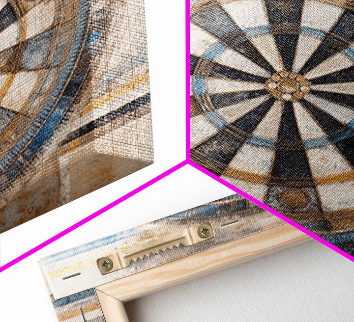 Dartboard Bullseye with Dynamic Motion Framed Canvas Print, Game Room Art, Living Room Decor, Game Room Decor, Fine Art, Play, GRA-1x1-56